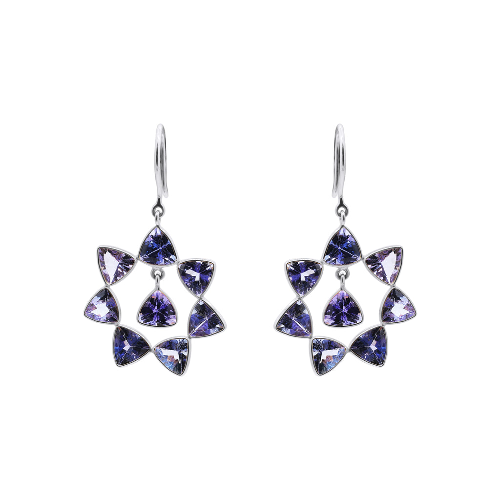 14k Gold Natural Tanzanite Gemstone Drop Dangle Designer Earrings