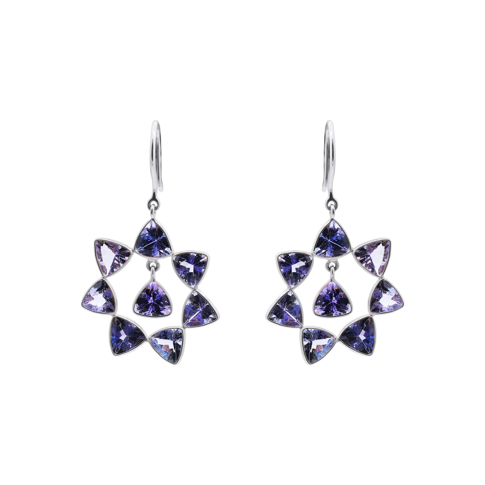 14k Gold Natural Tanzanite Gemstone Drop Dangle Designer Earrings