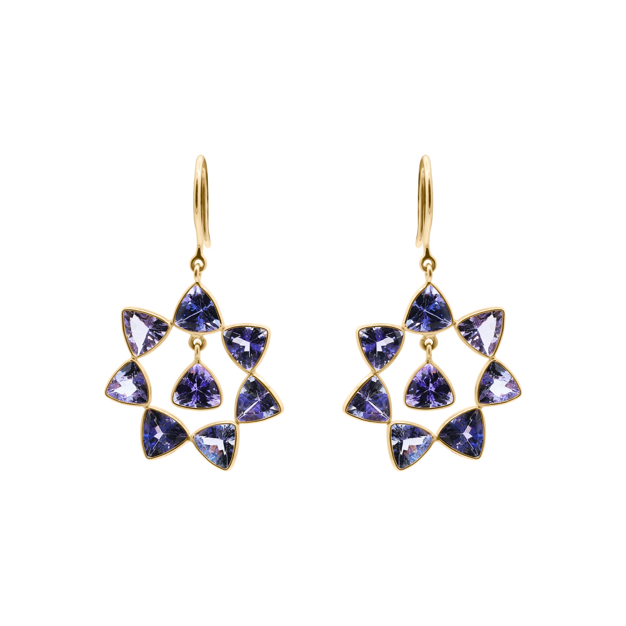 14k Gold Natural Tanzanite Gemstone Drop Dangle Designer Earrings