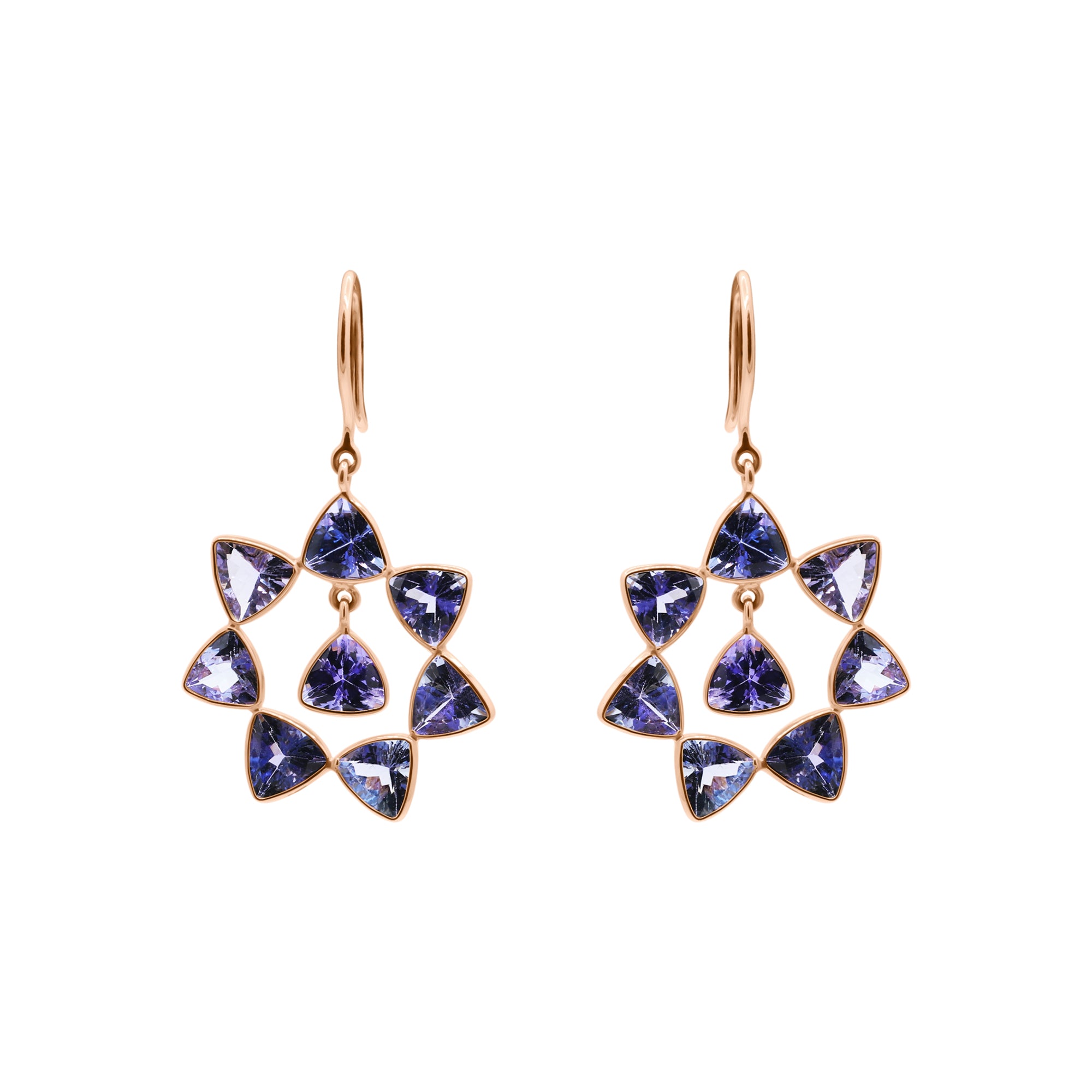 14k Gold Natural Tanzanite Gemstone Drop Dangle Designer Earrings