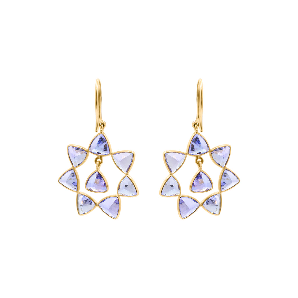 14k Gold Natural Tanzanite Gemstone Drop Dangle Designer Earrings