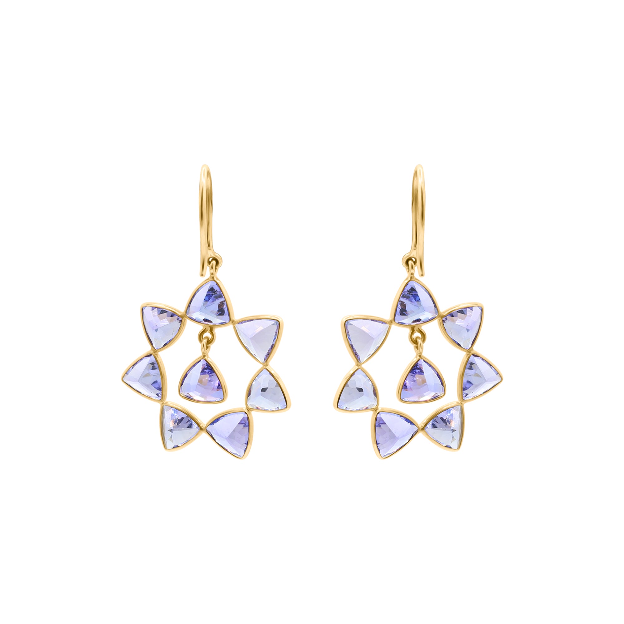 14k Gold Natural Tanzanite Gemstone Drop Dangle Designer Earrings