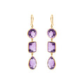 Natural Amethyst Gemstone Drop Dangle Earring In 18k Gold