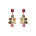Natural Ruby And Multi Sapphire Gemstone Drop Earring In 14k Gold