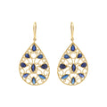 18k Gold Natural Blue Sapphire Gemstone Drop Dangle Earrings