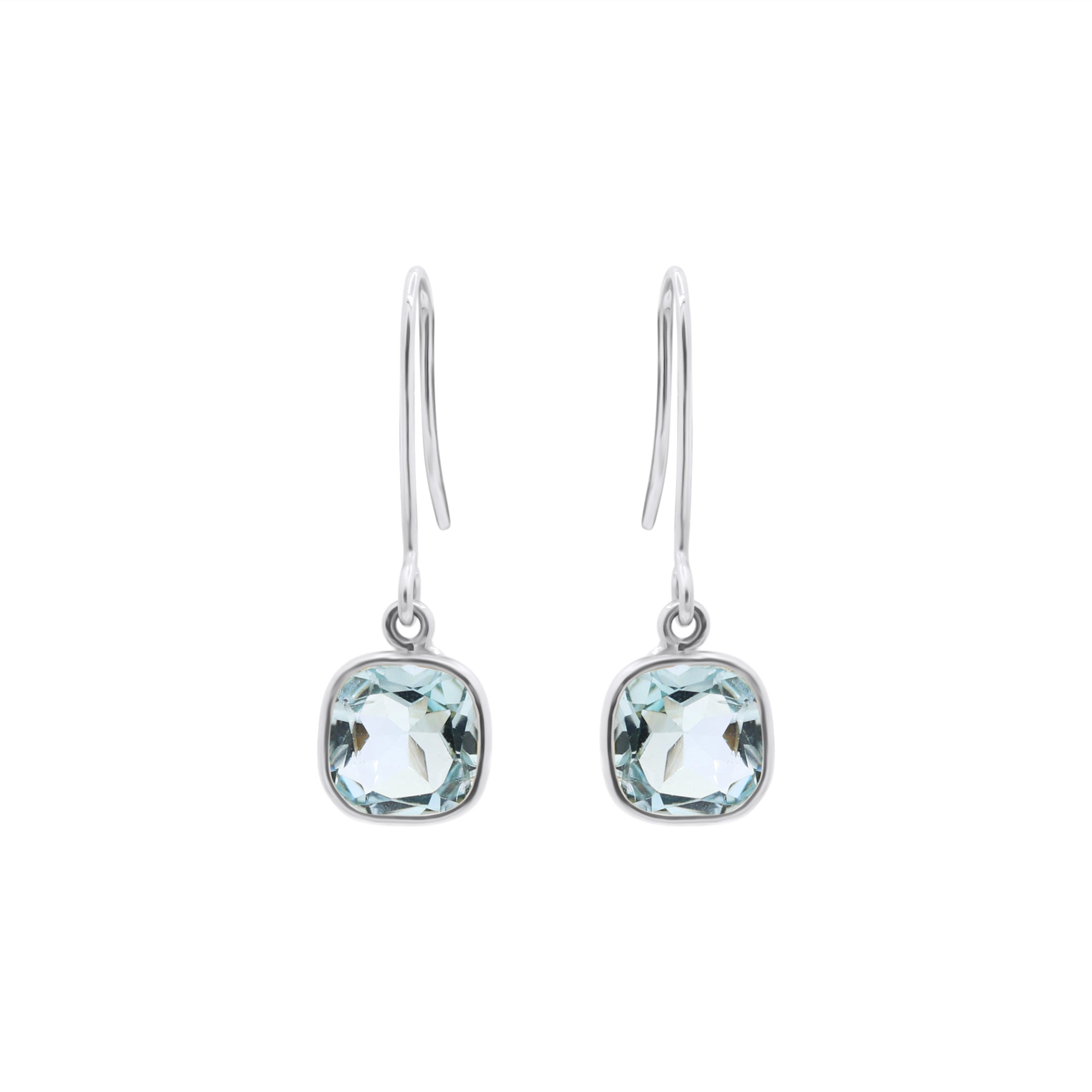 14k Yellow Gold Natural Blue Topaz Gemstone Drop Earrings