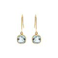 14k Yellow Gold Natural Blue Topaz Gemstone Drop Earrings