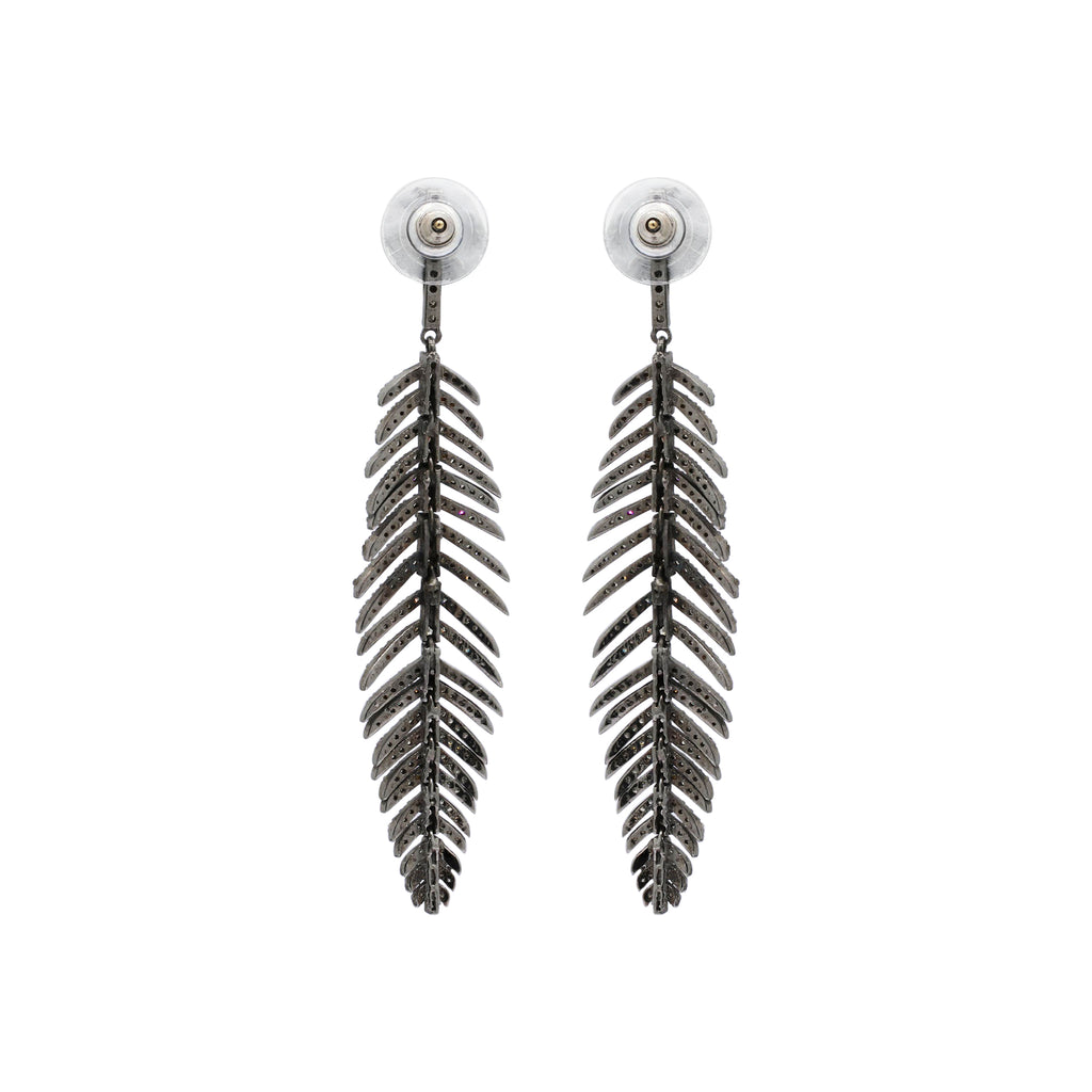 Leaf Diamond Earrings 925 Sterling Silver Drop Dangle Earrings