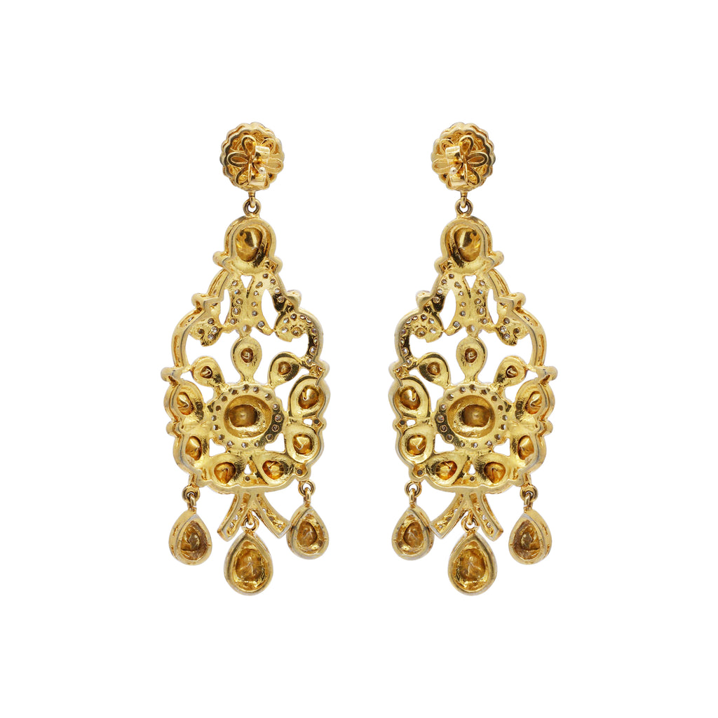 Designer Polki Diamond 925 Sterling Silver Gold Plated Dangle Earring