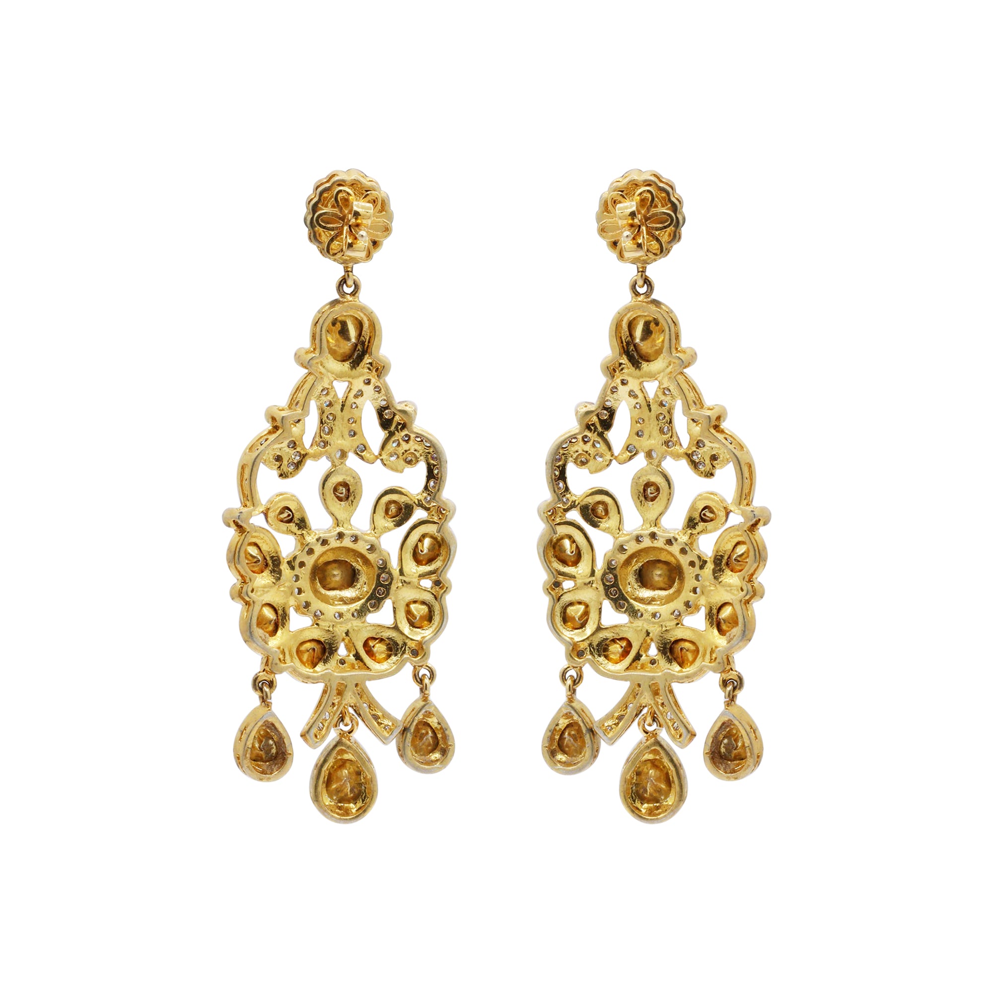 Designer Polki Diamond 925 Sterling Silver Gold Plated Dangle Earring