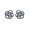 Natural Blue Sapphire Gemstone 925 Sterling Silver Designer Floral Earring