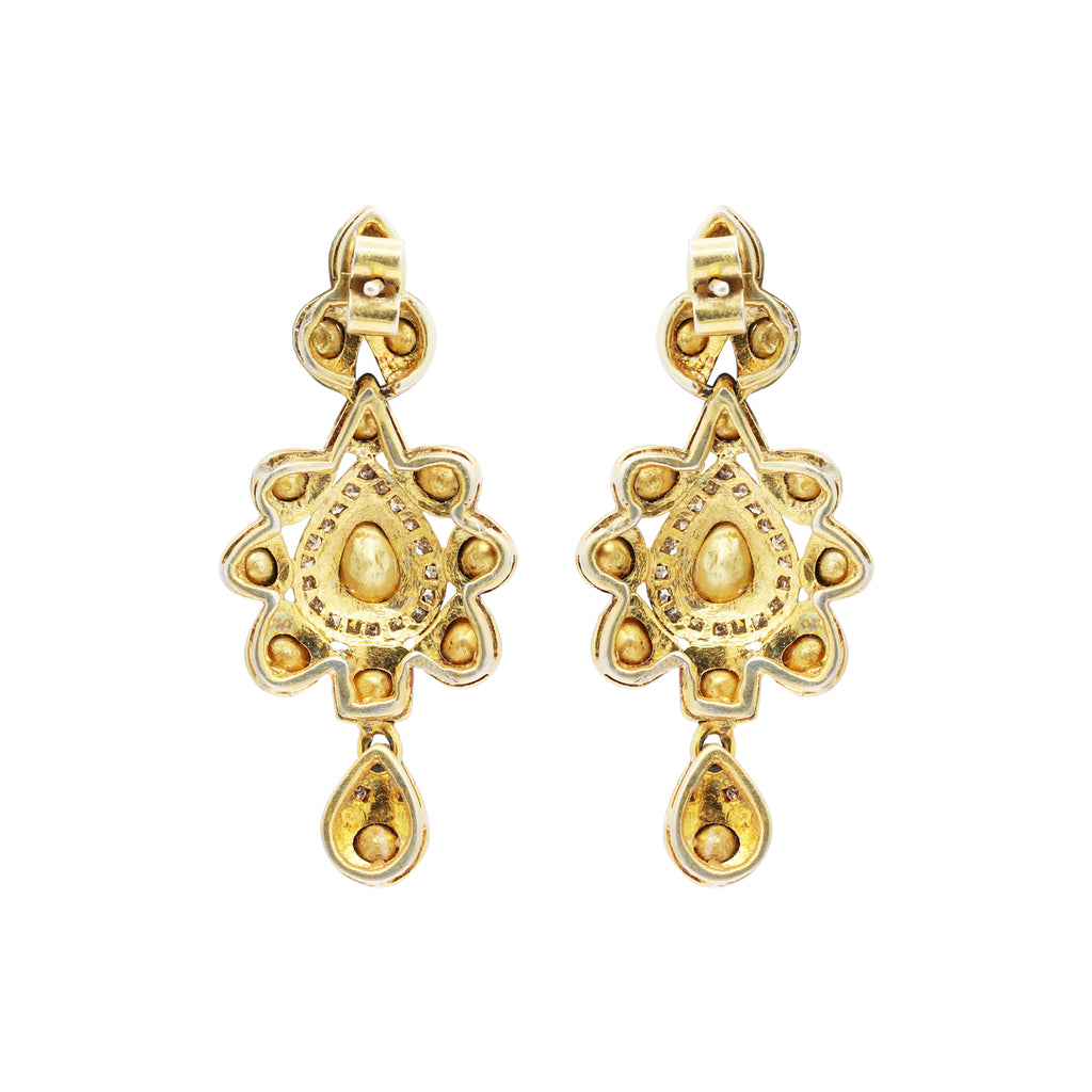 Polki Diamond 925 Sterling Silver Gold Plated Gold Plated Earring
