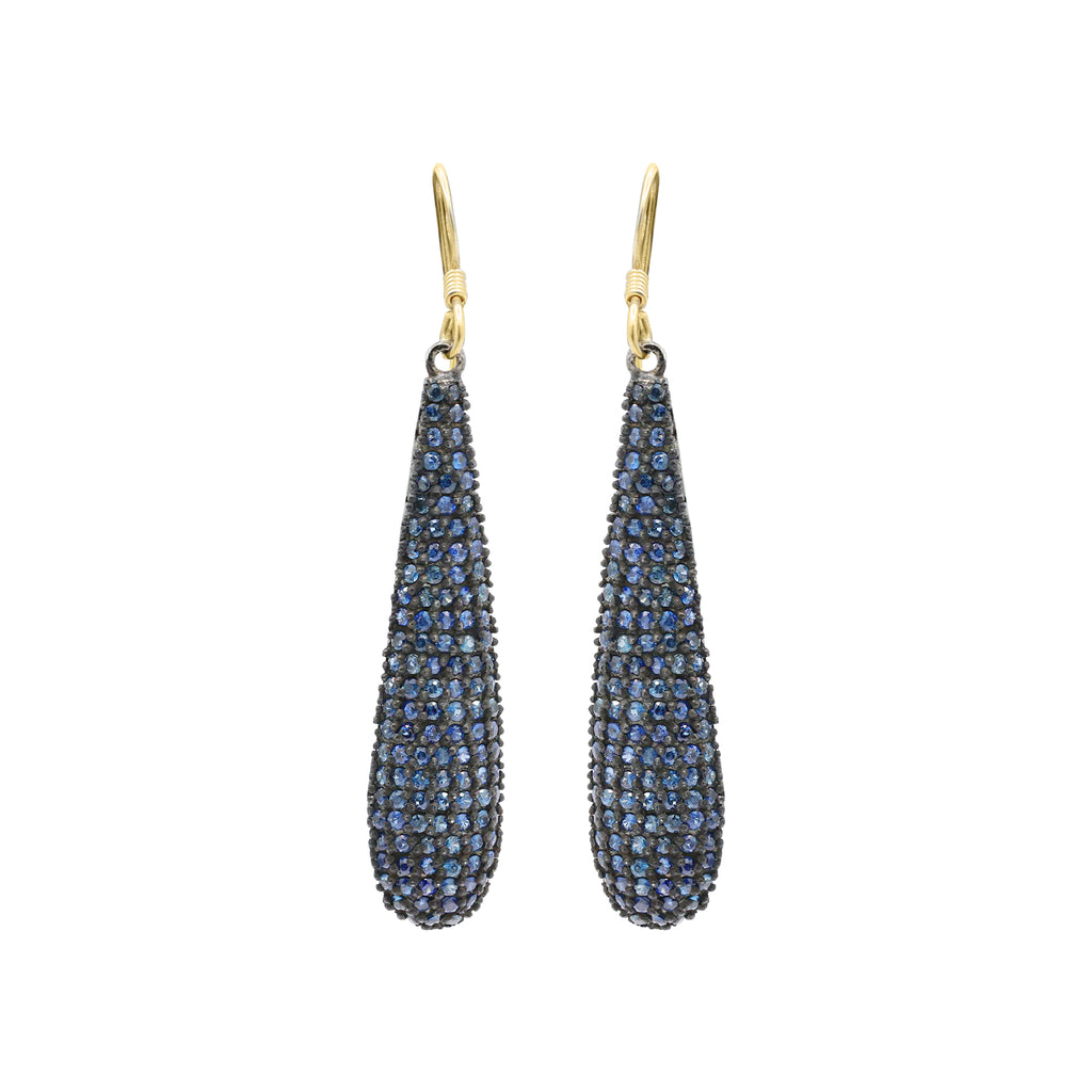 925 Sterling Silver Natural Blue Sapphire Gemstone Drop Earrings