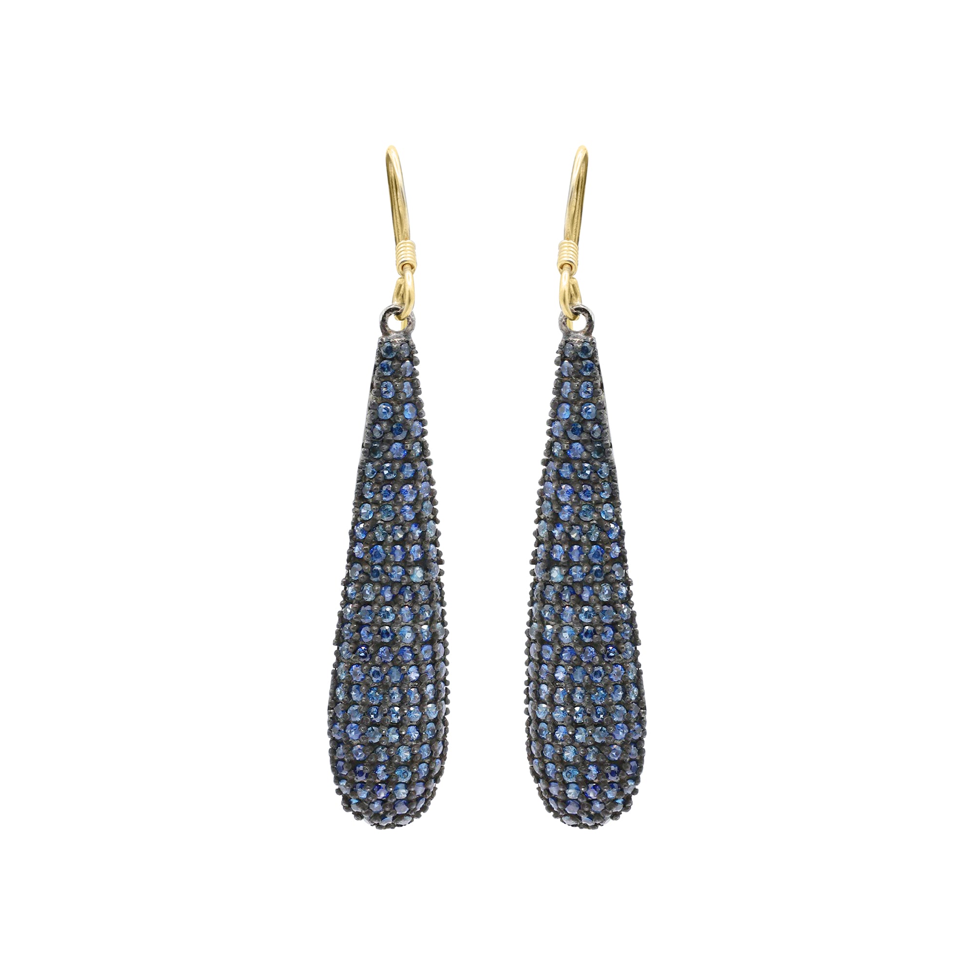 925 Sterling Silver Natural Blue Sapphire Gemstone Drop Earrings