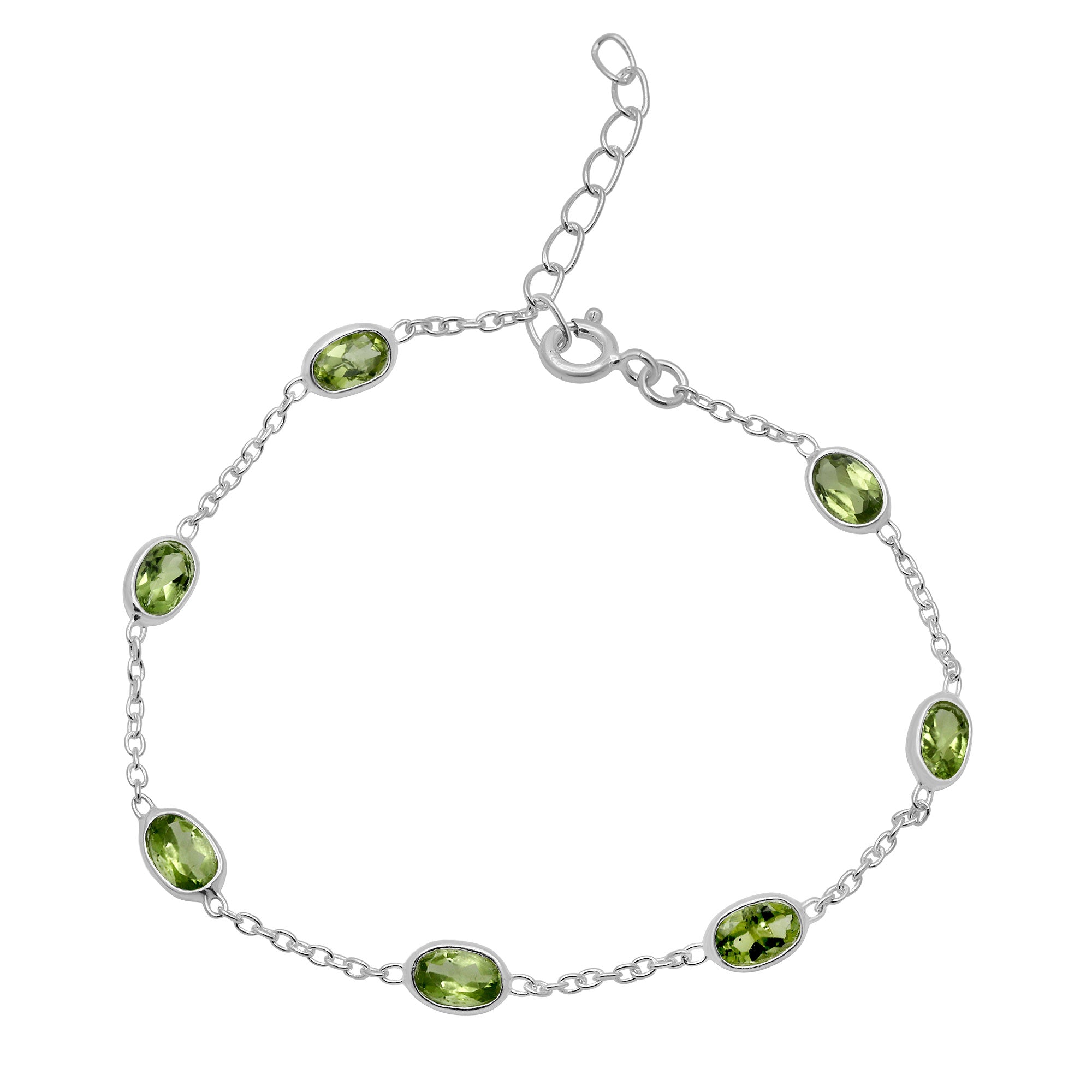 Handmade Natural Peridot Silver Bracelet | Minimal Dainty Gemstone Chain Wrist Bracelet.