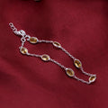 925 Sterling Silver Natural Citrine Bracelet | Handmade Gemstone Chain Wrist Bracelet.