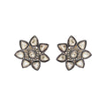 Polki Diamond Floral Design 925 Sterling Silver Gold Plated Stud Earring