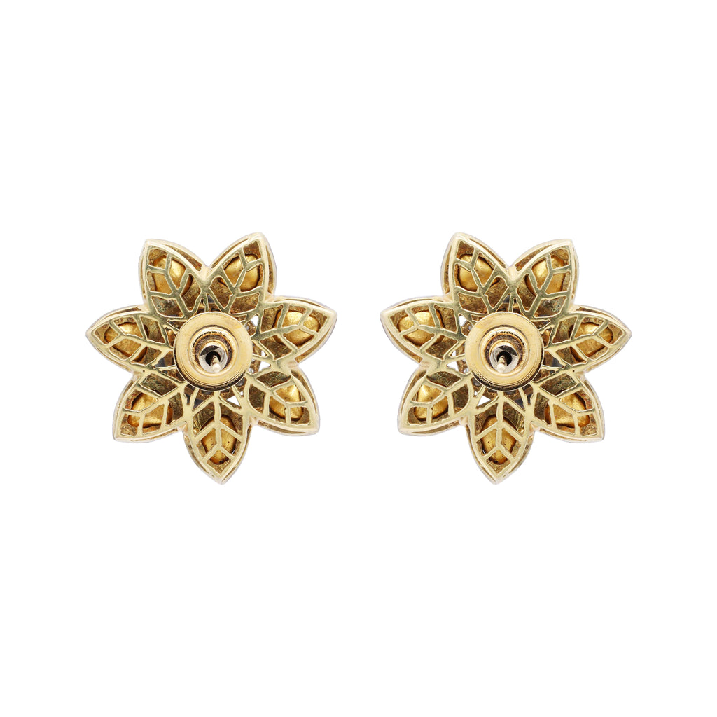 Polki Diamond Floral Design 925 Sterling Silver Gold Plated Stud Earring