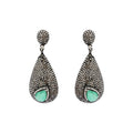 Precious Pear Emerald And Diamond 925 Sterling Silver Drop Earring