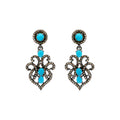 Natural Turquoise And Diamond 925 Sterling Silver Drop Earring