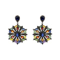 Natural Multi Sapphire And Diamond 925 Sterling Silver Beautiful Drop Earring