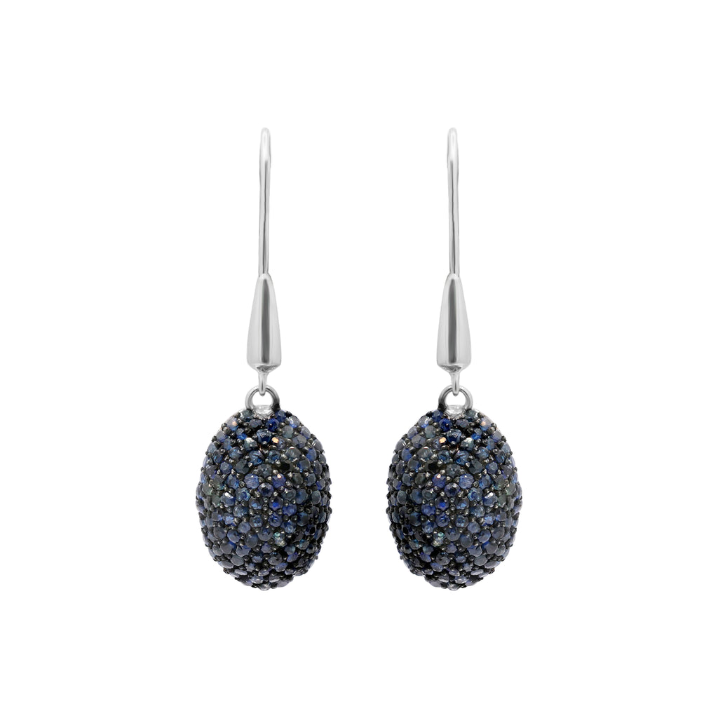925 Sterling Silver Natural Blue Sapphire Gemstone Dangle Earrings
