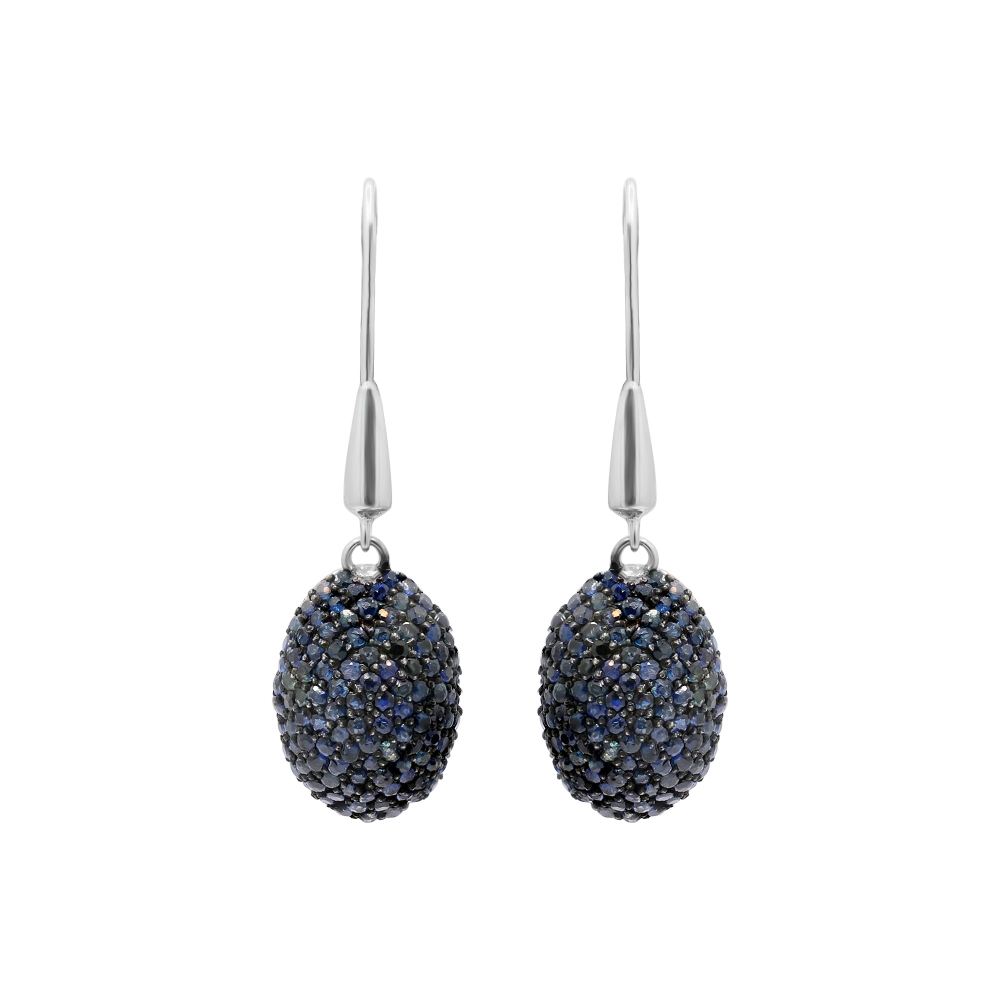 925 Sterling Silver Natural Blue Sapphire Gemstone Dangle Earrings