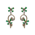 Natural Emerald Gemstone And Diamond Drop Earring 925 Sterling Silver