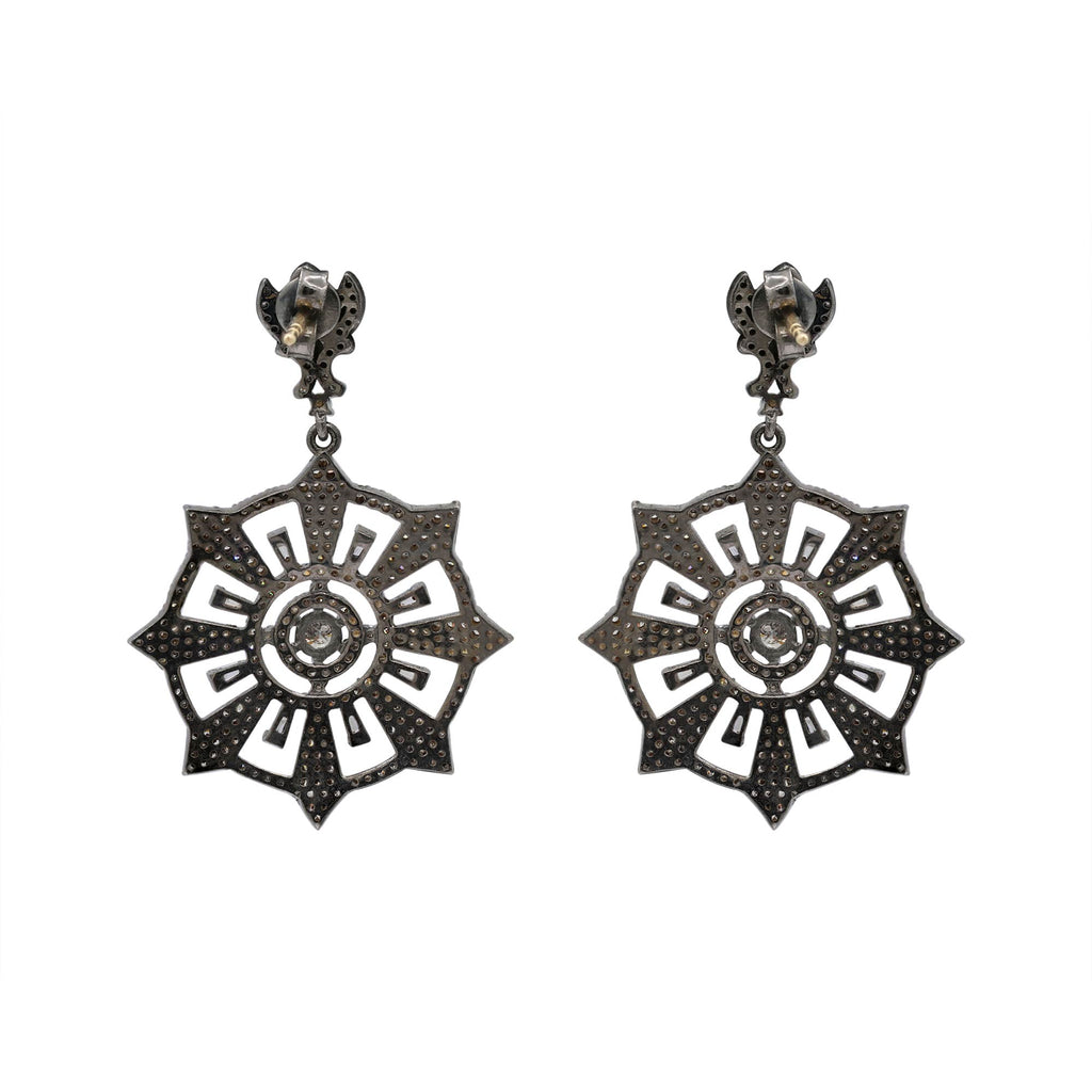 925 Sterling Silver Diamond Designer Drop Dangle Earrings