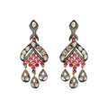 Natural Ruby And Polki Diamond 925 Sterling Silver Gold Plated Drop Dangle Earring