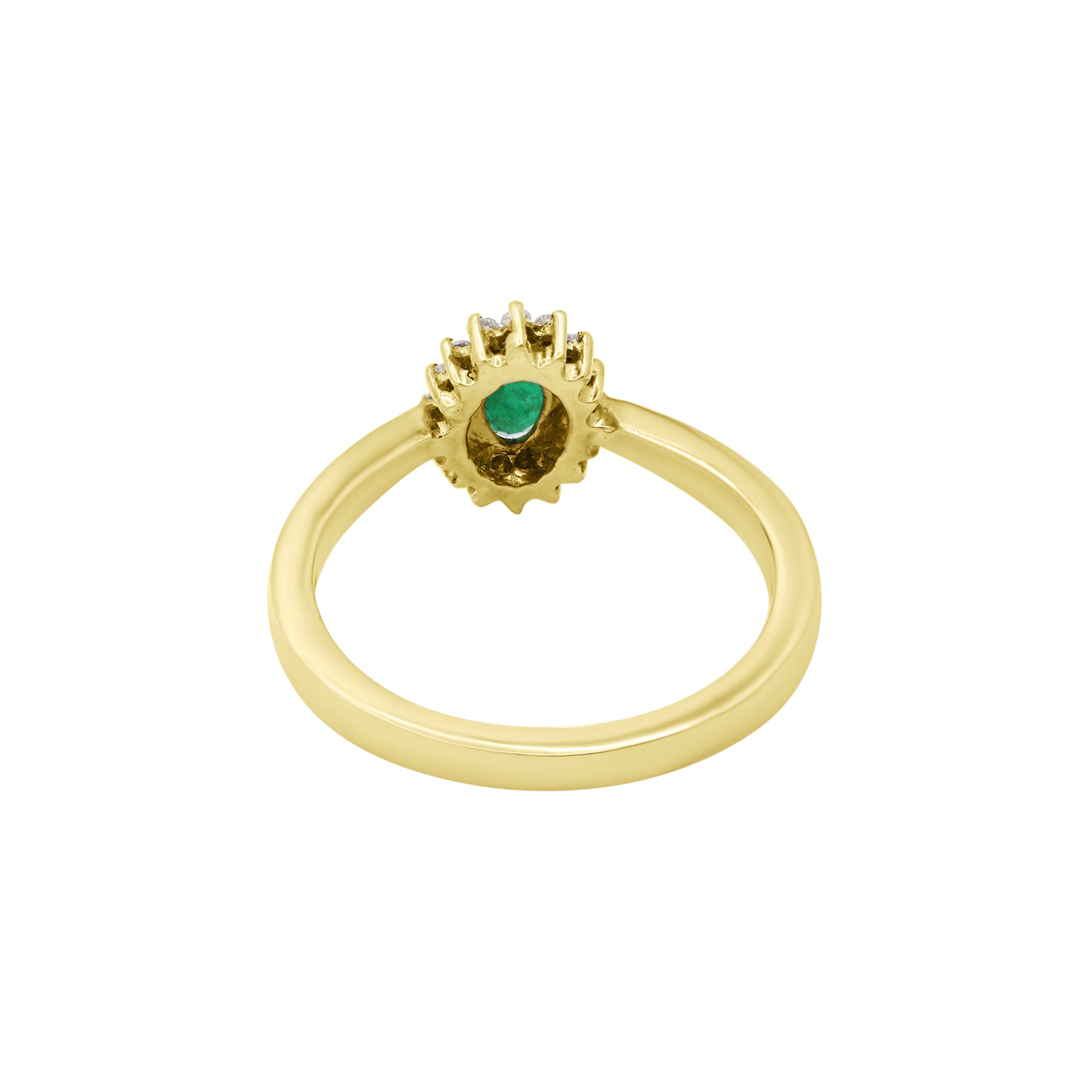Natural Emerald Oval Cut Gemstone And Diamond Gold Ring In 14k Yellow Gold