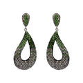 Natural Tsavorite And Diamond 925 Sterling Silver Drop Dangle Earring