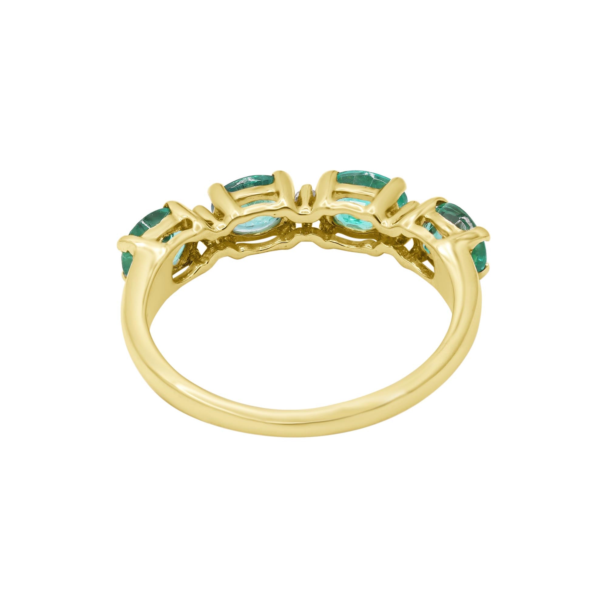 Natural Emerald Oval Cut Gemstone And Diamond Gold Ring In 14k Yellow Gold