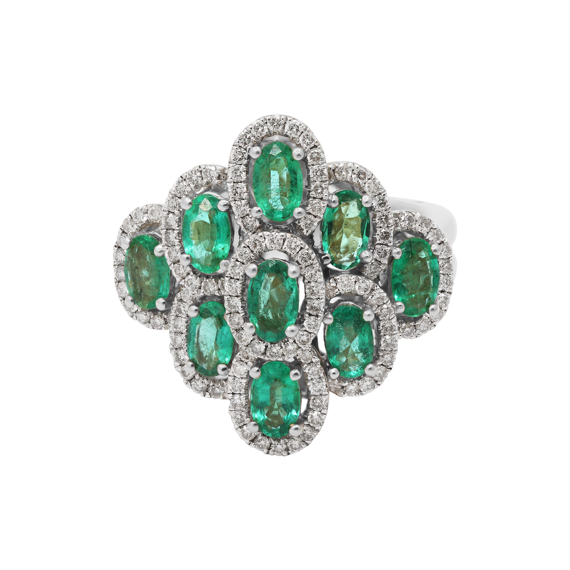 Precious Emerald And Diamond Designer Gold Ring In 14k Yellow Gold