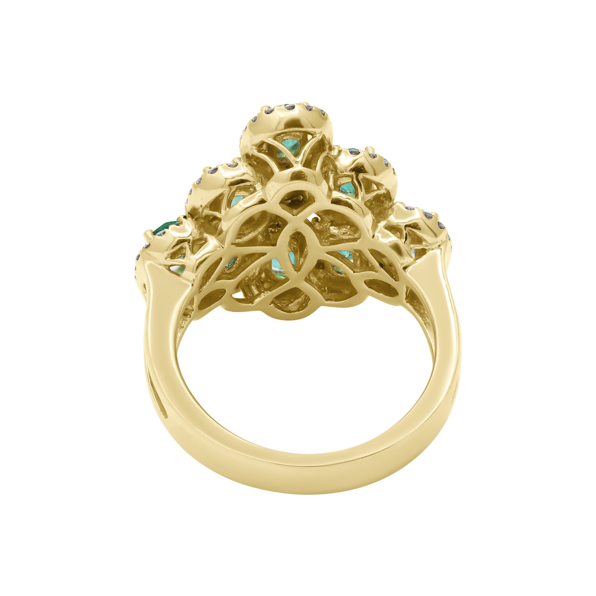 Precious Emerald And Diamond Designer Gold Ring In 14k Yellow Gold