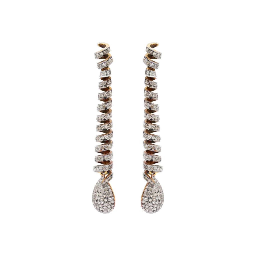 Diamond 925 Sterling Silver Gold Plated Drop Dangle Earring