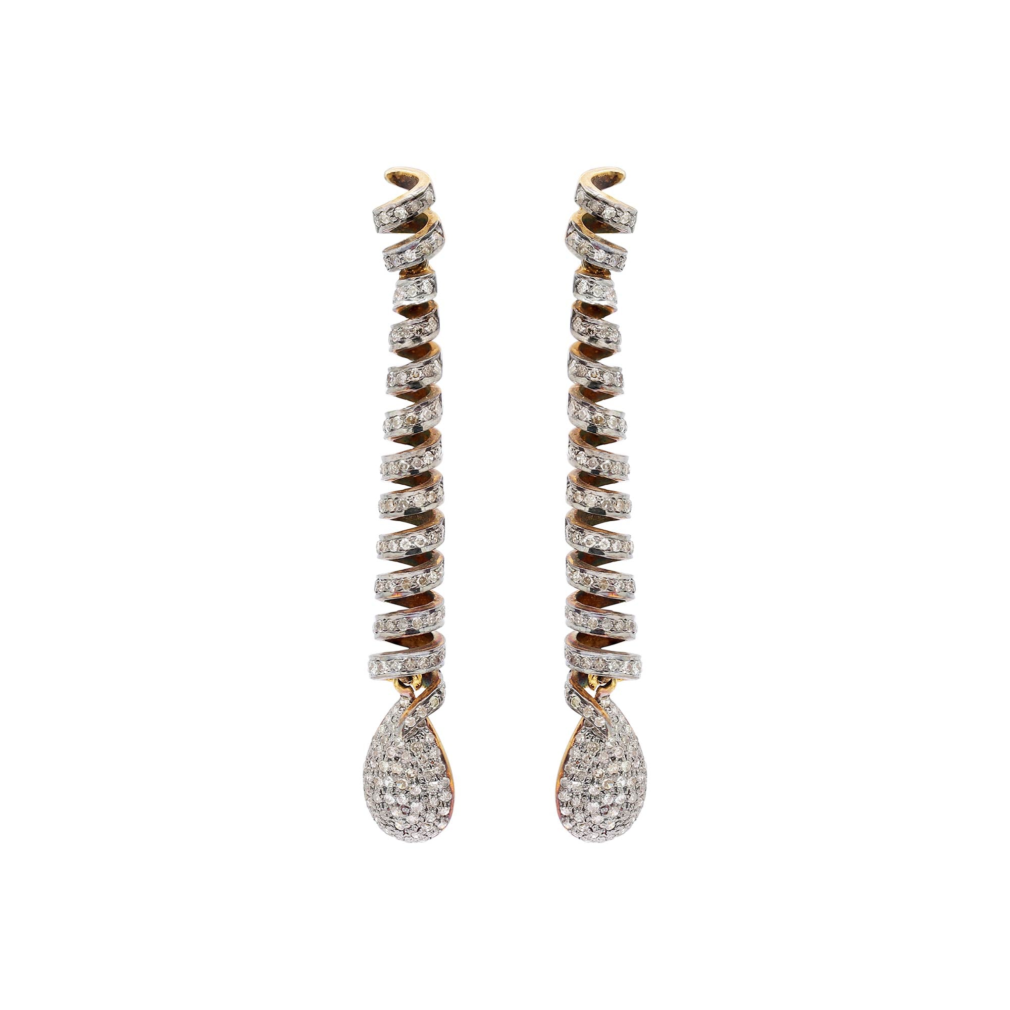 Diamond 925 Sterling Silver Gold Plated Drop Dangle Earring