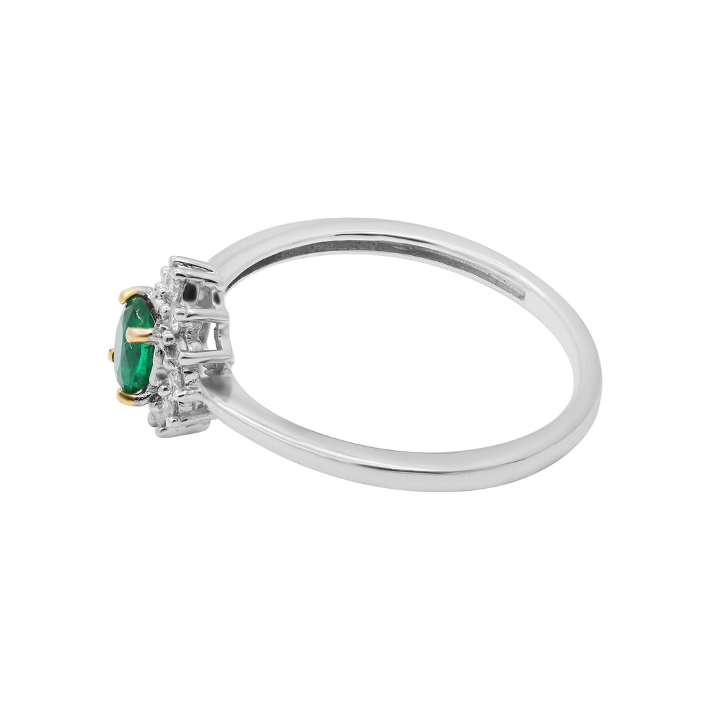 18k Yellow Gold Natural Emerald And Diamond Gold Ring