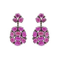 Natural Ruby And Diamond 925 Sterling Silver Gold Plated Earring