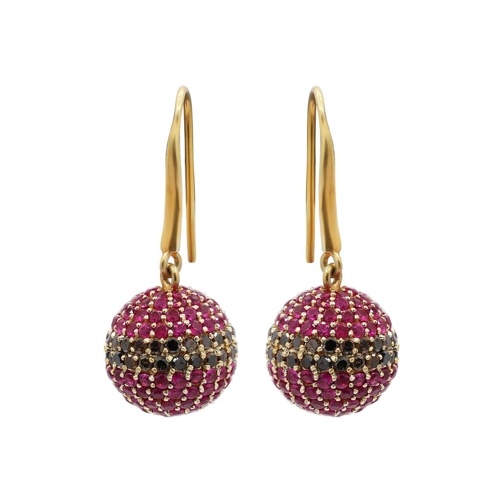 Natural Ruby And Black Diamond 925 Sterling Silver Drop Dangle Earring