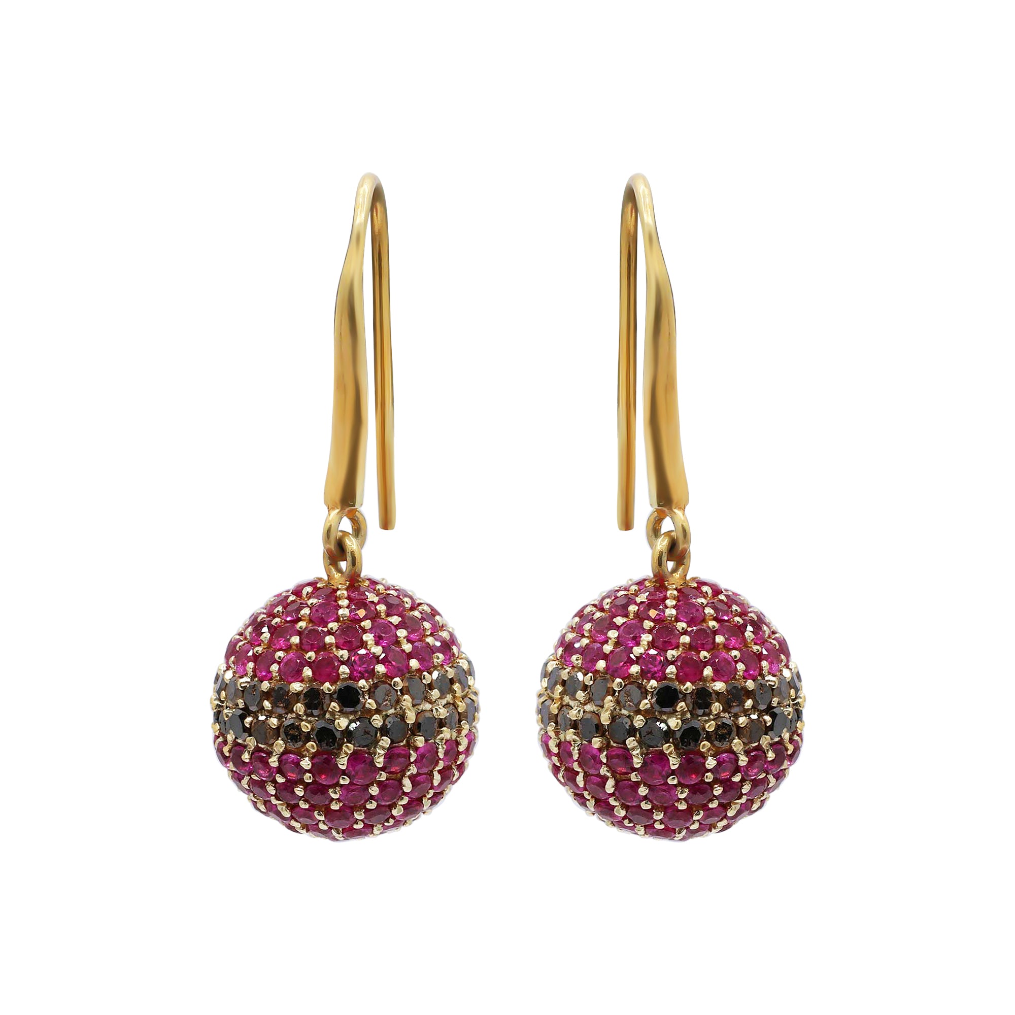 Natural Ruby And Black Diamond 925 Sterling Silver Drop Dangle Earring