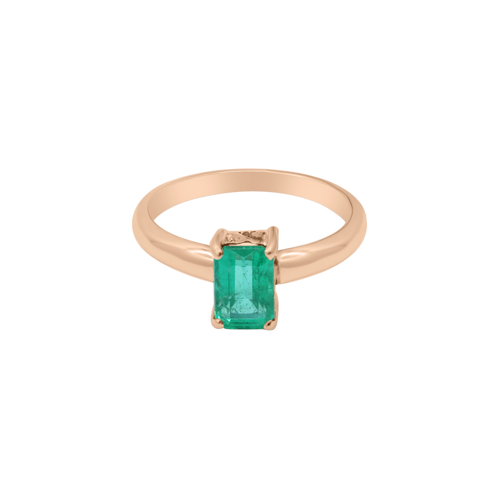 Precious Emerald Gemstone White Gold Ring In 14k White Gold