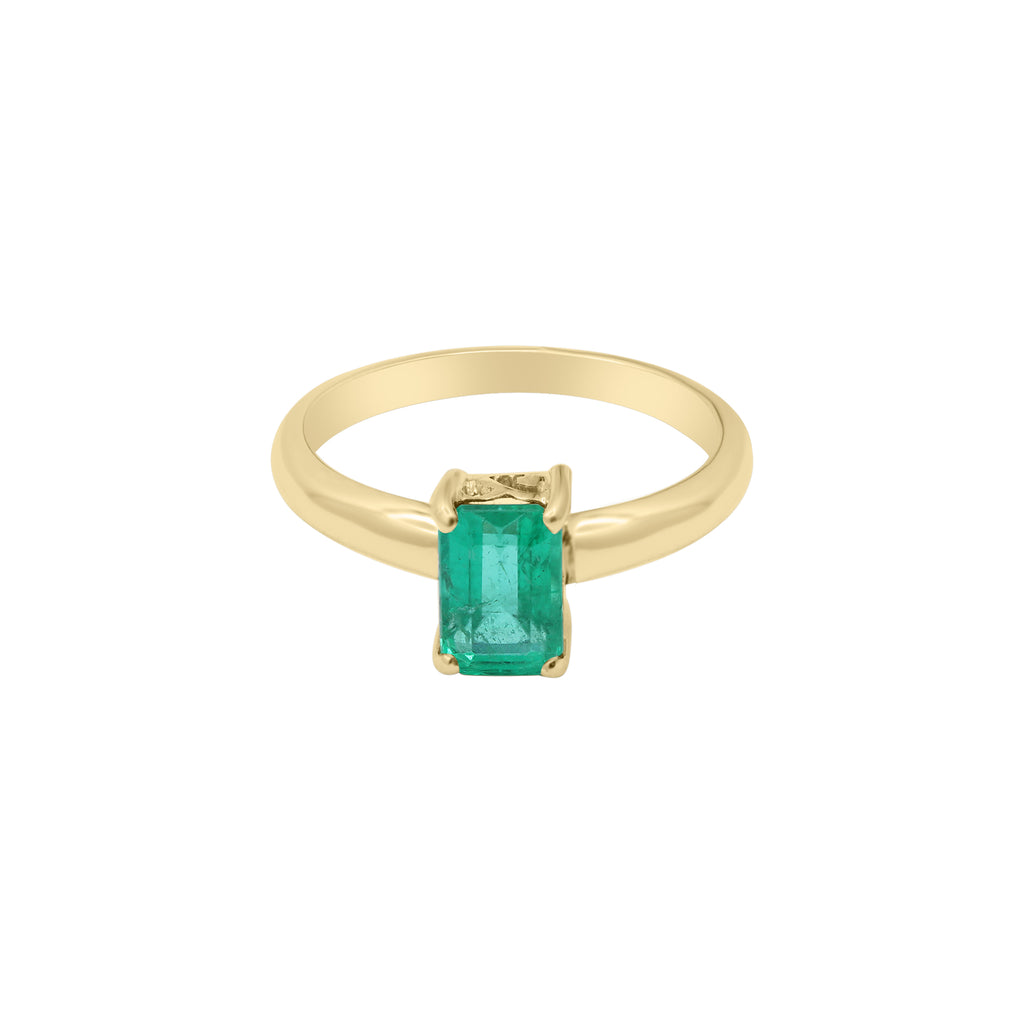 Precious Emerald Gemstone White Gold Ring In 14k White Gold