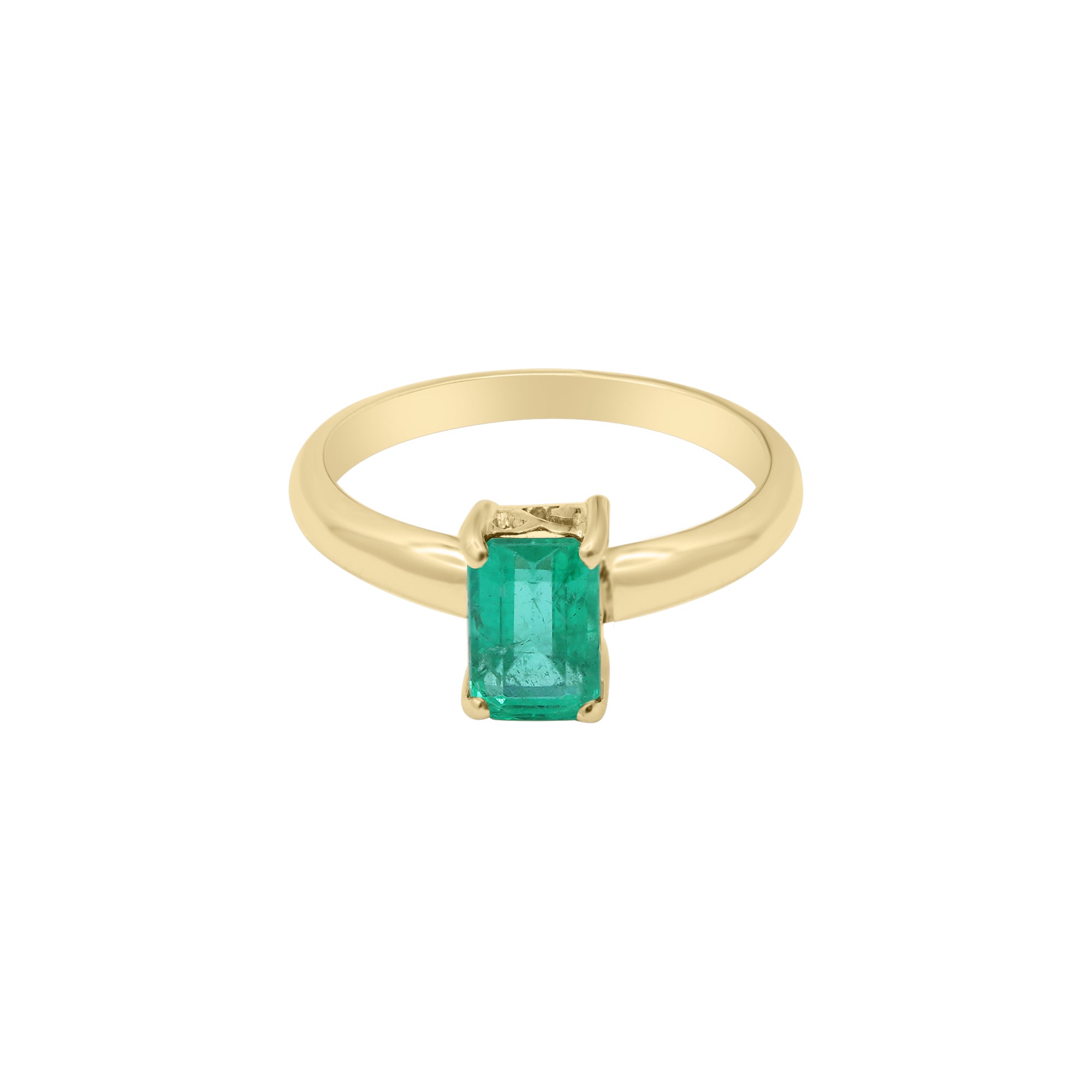 Precious Emerald Gemstone White Gold Ring In 14k White Gold