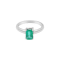 Precious Emerald Gemstone White Gold Ring In 14k White Gold