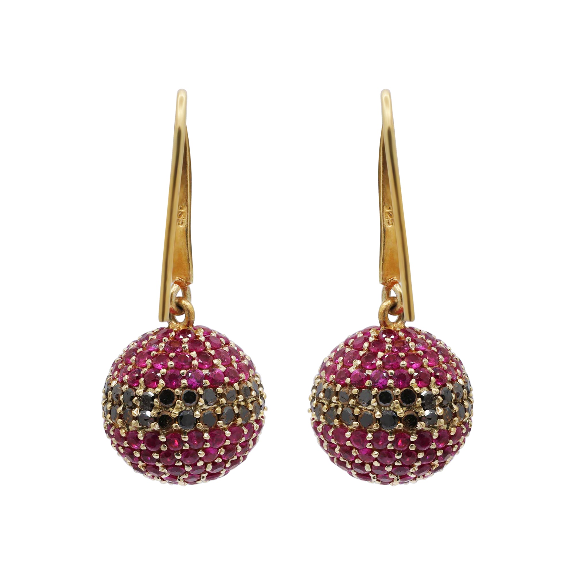 Natural Ruby And Black Diamond 925 Sterling Silver Drop Dangle Earring