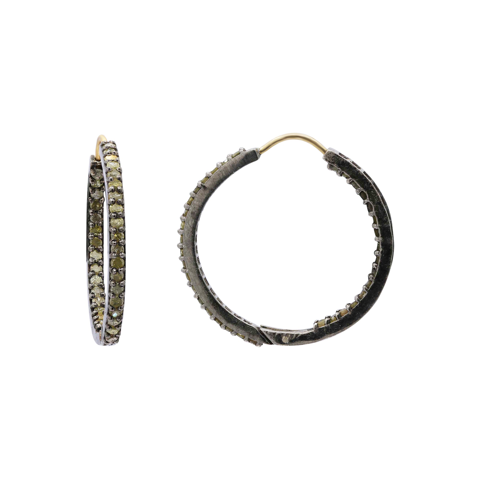 Beautiful Diamond Hoop 925 Sterling Silver Earrings