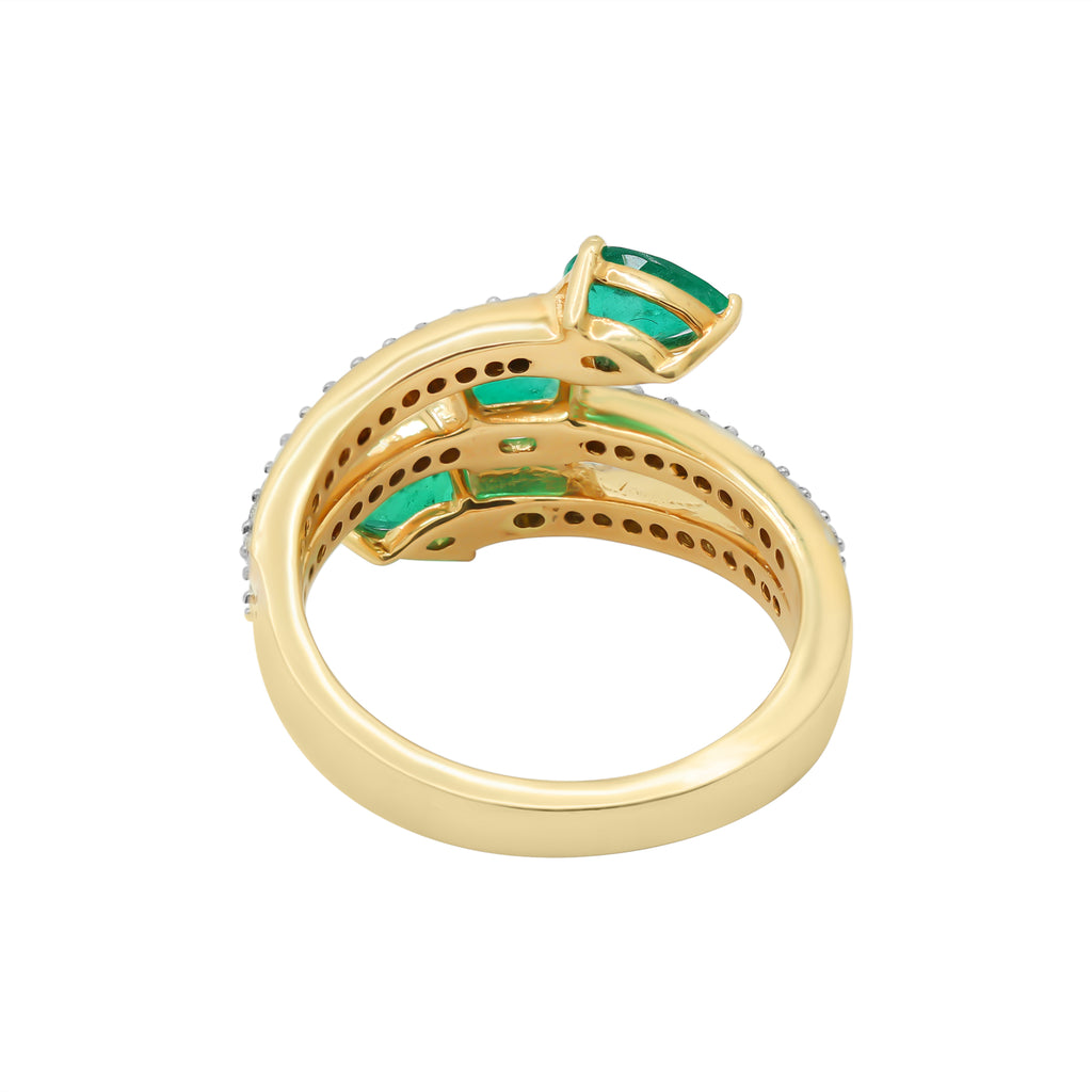 Designer Precious Emerald And Diamond Gold Ring In 18k Yellow Gold