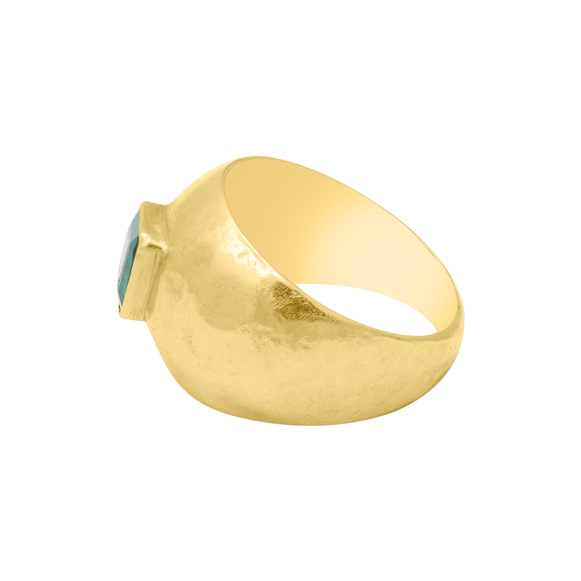 18k Yellow Gold Natural Square Emerald Yellow Gold Band Ring