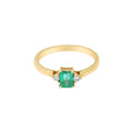 Natural Emerald And Diamond 18k Yellow Gold Ring